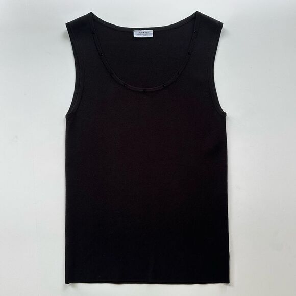 Akris Punto Stretch Viscose Knit Black Sleeveless Shell Tank w/ Crystal Detail 4 - Picture 7 of 14